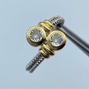 Two-Tone Crystal Accent Fashion Ring | Gold & Silver Tone